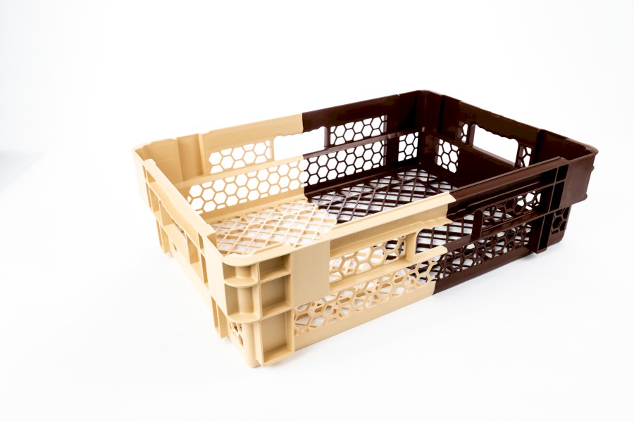 Přepravka EU15 2K hnědá/béžová, OÚ, perforované dno a stěny